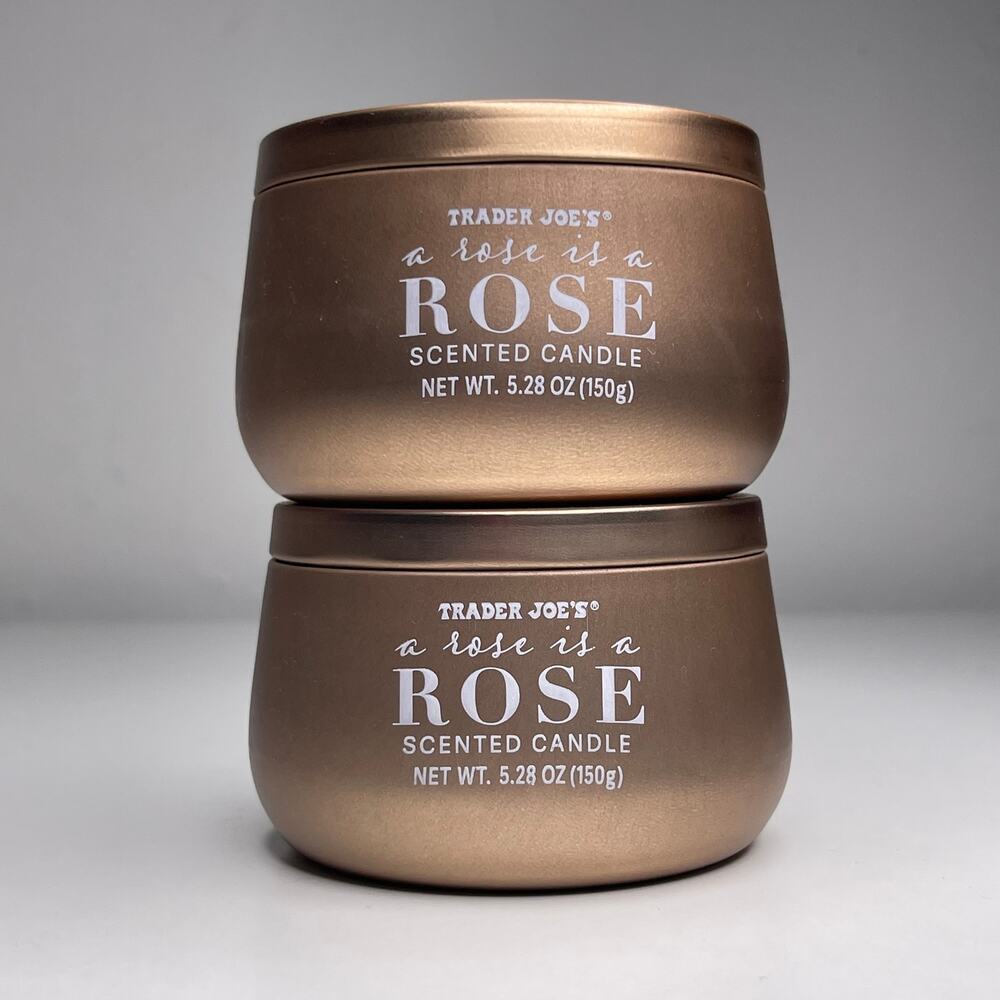 Set of 2 Trader Joe’s A Rose is a Rose Scented Candle Soy Wax Lead Free 28 Hours